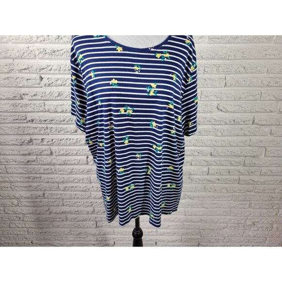 Croft Barrow Womens Top 3X Plus Tee Short Sleeve Blue Floral STR216E - Picture 3 of 7